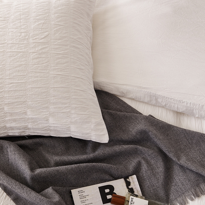 91家纺网 家纺一手货源 找家纺 贝尔 PELLHOME AB版纯色全棉泡泡纱四件套皱皱纱四件套另有同款面料夏被（可抖音代发） 奶香白