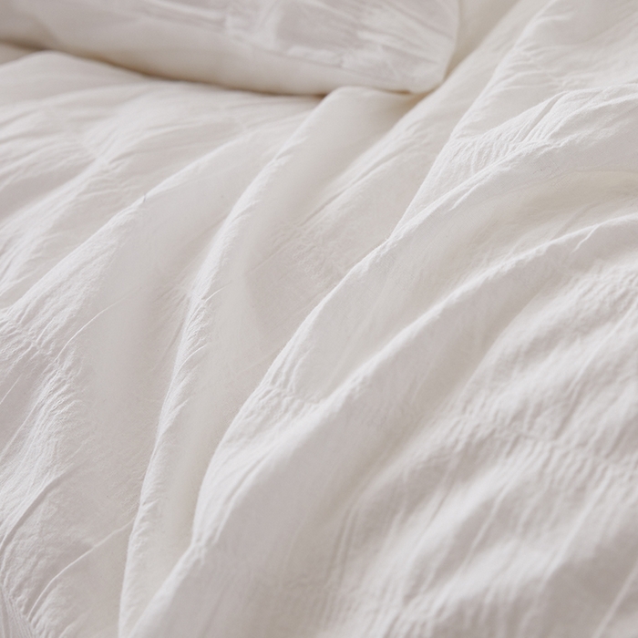 91家纺网 家纺一手货源 找家纺 贝尔 PELLHOME AB版纯色全棉泡泡纱四件套皱皱纱四件套另有同款面料夏被（可抖音代发） 奶香白