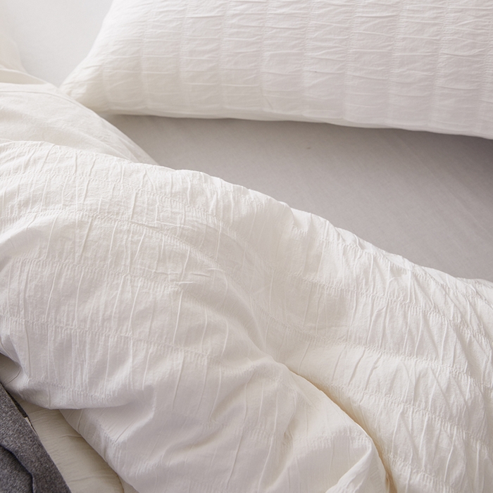 91家纺网 家纺一手货源 找家纺 贝尔 PELLHOME AB版纯色全棉泡泡纱四件套皱皱纱四件套另有同款面料夏被（可抖音代发） 奶香白