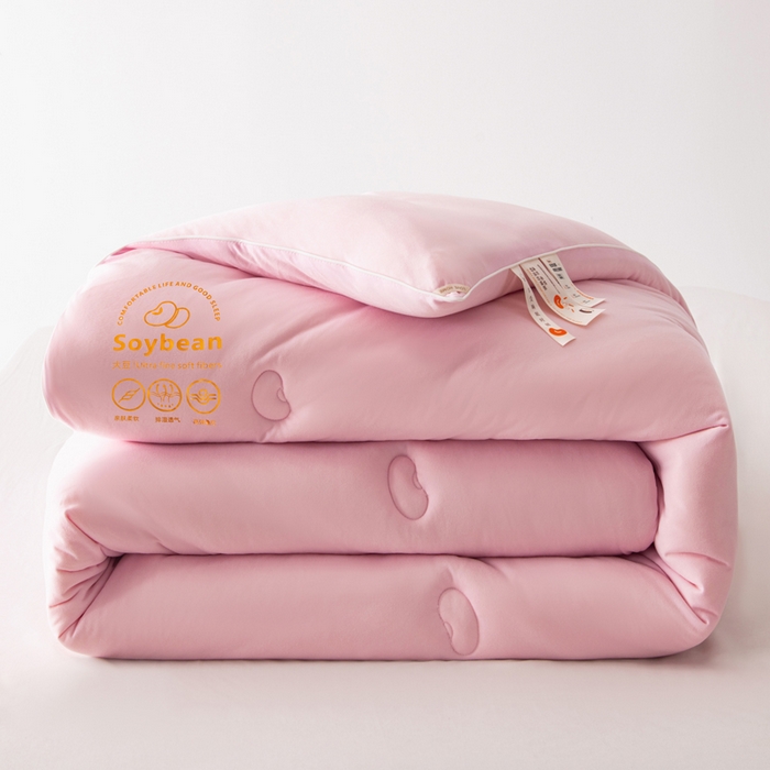 91家纺网 家纺一手货源 找家纺 栩裕纺织 2025新款纯色超柔云朵针织被被子被芯冬被 云朵被-落樱粉+云烟灰