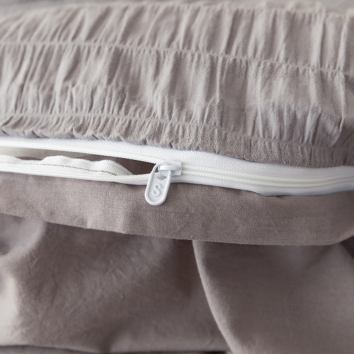 91家纺网 家纺一手货源 找家纺 贝尔 PELLHOME AB版纯色全棉泡泡纱四件套皱皱纱四件套另有同款面料夏被（可抖音代发） 烟雾灰