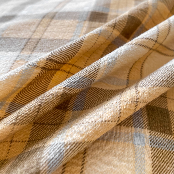 91家纺网 家纺一手货源 找家纺 欧尚 2025新款皱皱纱床盖四件套 咖色格子