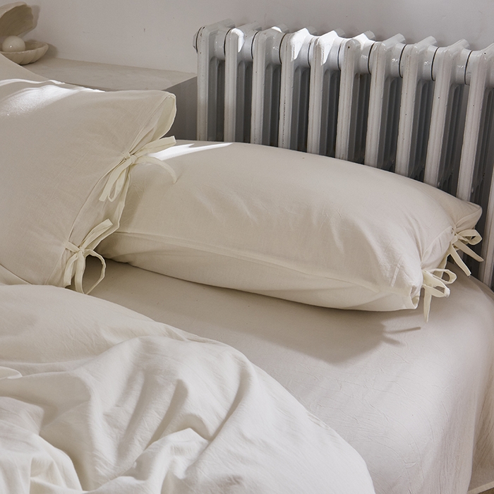 91家纺网 家纺一手货源 找家纺 （总）贝尔 PELLHOME不染A类婴幼儿天然全棉提花大方格纯白素色日式绑带式四件套 可抖音代发