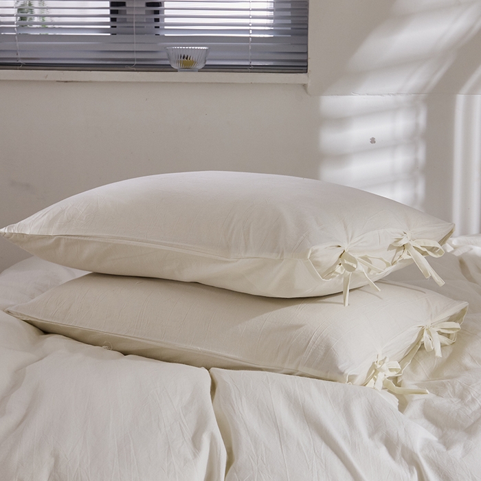 91家纺网 家纺一手货源 找家纺 （总）贝尔 PELLHOME不染A类婴幼儿天然全棉提花大方格纯白素色日式绑带式四件套 可抖音代发