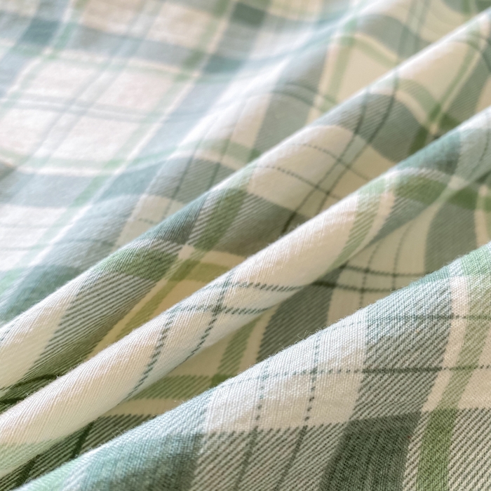 91家纺网 家纺一手货源 找家纺 欧尚 2025新款皱皱纱床盖四件套 绿色格子