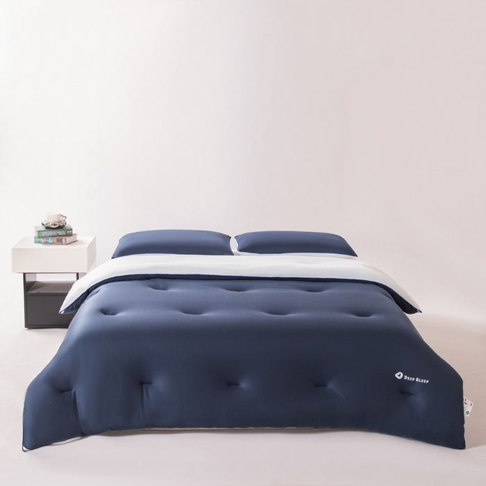 栩裕纺织 2025新款纯色超柔云朵针织被被子被芯冬被 云朵被-米克诺斯蓝+云烟灰