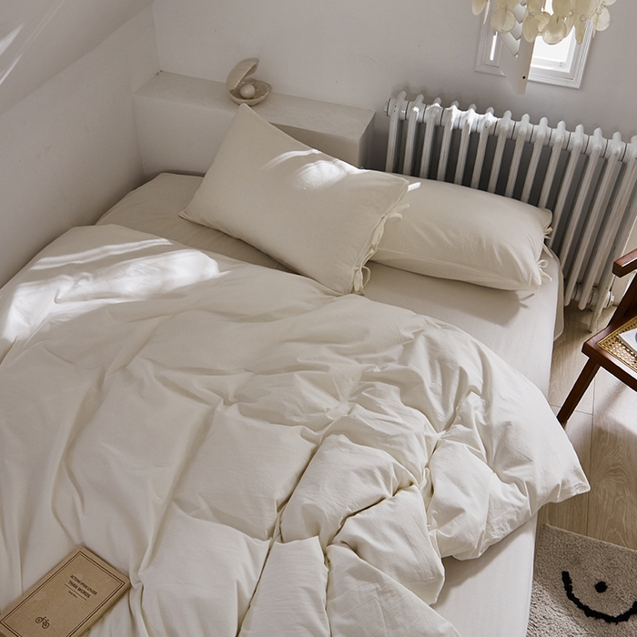 91家纺网 家纺一手货源 找家纺 贝尔 PELLHOME不染A类婴幼儿天然全棉提花大方格纯白素色日式绑带式四件套 可抖音代发 素肌