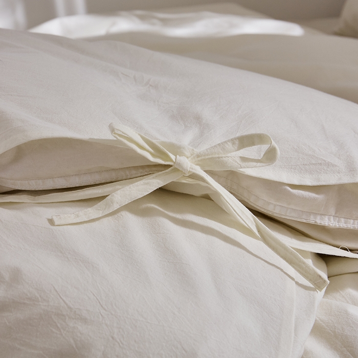 91家纺网 家纺一手货源 找家纺 贝尔 PELLHOME不染A类婴幼儿天然全棉提花大方格纯白素色日式绑带式四件套 可抖音代发 素肌