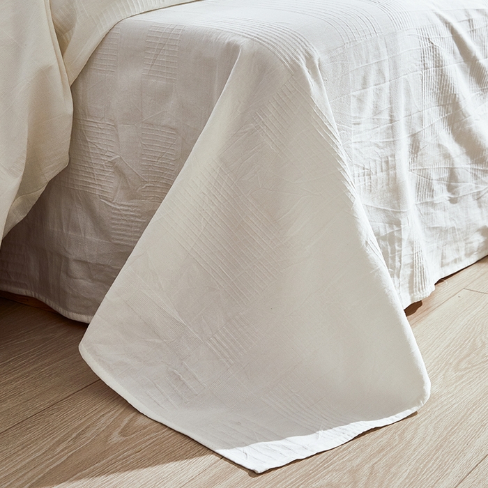 91家纺网 家纺一手货源 找家纺 贝尔 PELLHOME不染A类婴幼儿天然全棉提花大方格纯白素色日式绑带式四件套 可抖音代发 大方格