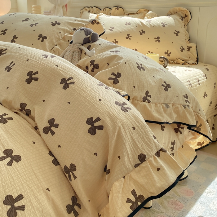 91家纺网 家纺一手货源 找家纺 （总）欧尚 2025新款皱皱纱床盖四件套