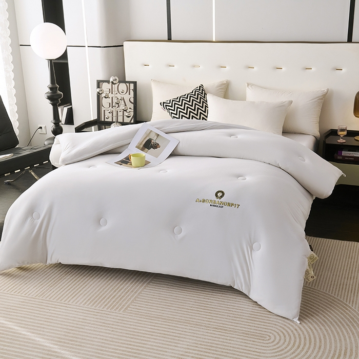 91家纺网 家纺一手货源 找家纺 爱诗诺家纺 一件代发2025年新款牛奶丝3D立体烫画大豆被春秋被直播冬被跨境电商被芯学生宿舍被子被芯 牛奶丝-白