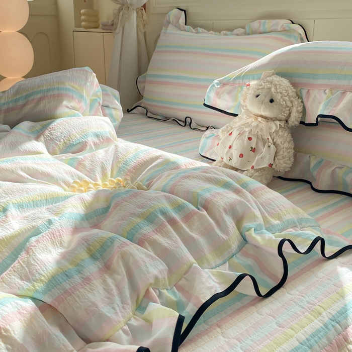 91家纺网 家纺一手货源 找家纺 （总）欧尚 2025新款皱皱纱床盖四件套