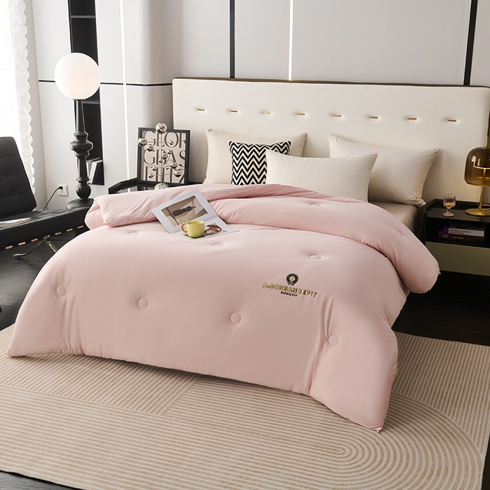 91家纺网 家纺一手货源 找家纺 爱诗诺家纺 一件代发2025年新款牛奶丝3D立体烫画大豆被春秋被直播冬被跨境电商被芯学生宿舍被子被芯 牛奶丝-粉