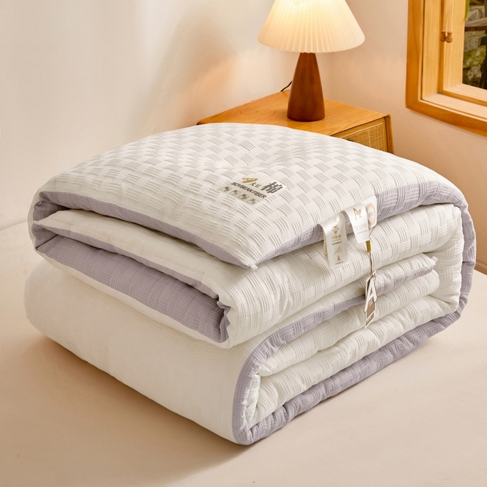 91家纺网 家纺一手货源 找家纺 （总）米米儿家纺 2025新款A类华夫格针织提花大豆冬被被子被芯