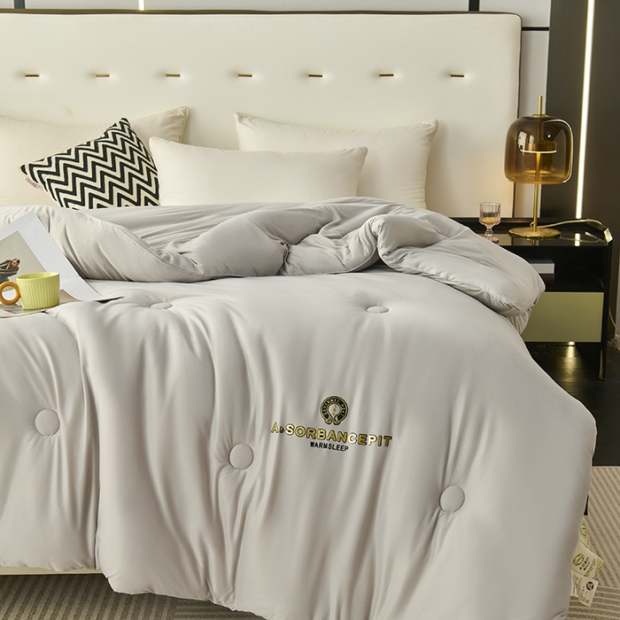 91家纺网 家纺一手货源 找家纺 爱诗诺家纺 一件代发2025年新款牛奶丝3D立体烫画大豆被春秋被直播冬被跨境电商被芯学生宿舍被子被芯 牛奶丝-灰（主图2）