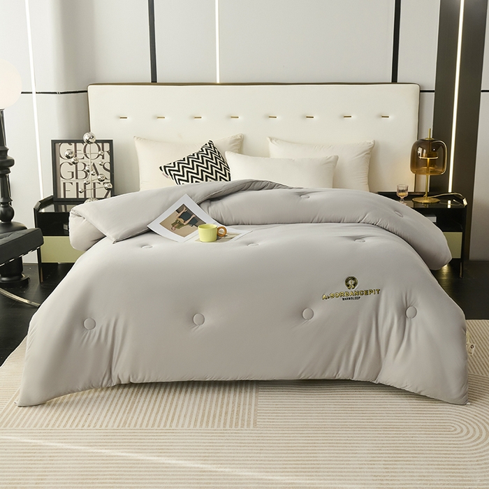 91家纺网 家纺一手货源 找家纺 爱诗诺家纺 一件代发2025年新款牛奶丝3D立体烫画大豆被春秋被直播冬被跨境电商被芯学生宿舍被子被芯 牛奶丝-灰（主图2）