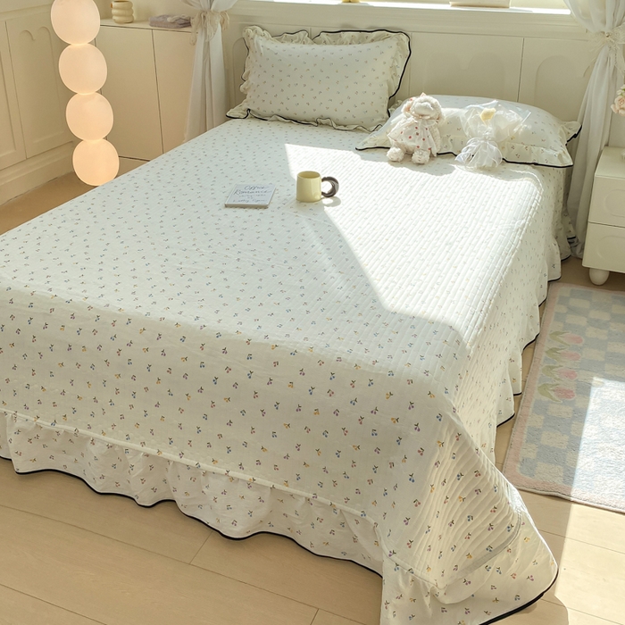 91家纺网 家纺一手货源 找家纺 欧尚 2025新款皱皱纱床盖四件套 彩樱桃