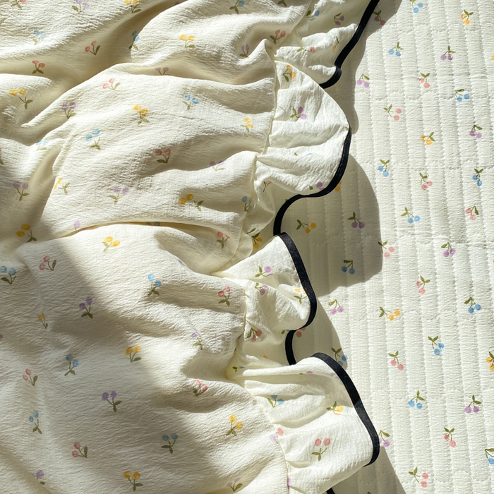 91家纺网 家纺一手货源 找家纺 欧尚 2025新款皱皱纱床盖四件套 彩樱桃