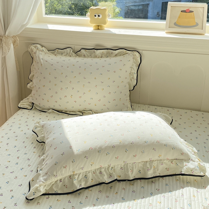 91家纺网 家纺一手货源 找家纺 欧尚 2025新款皱皱纱床盖四件套 彩樱桃