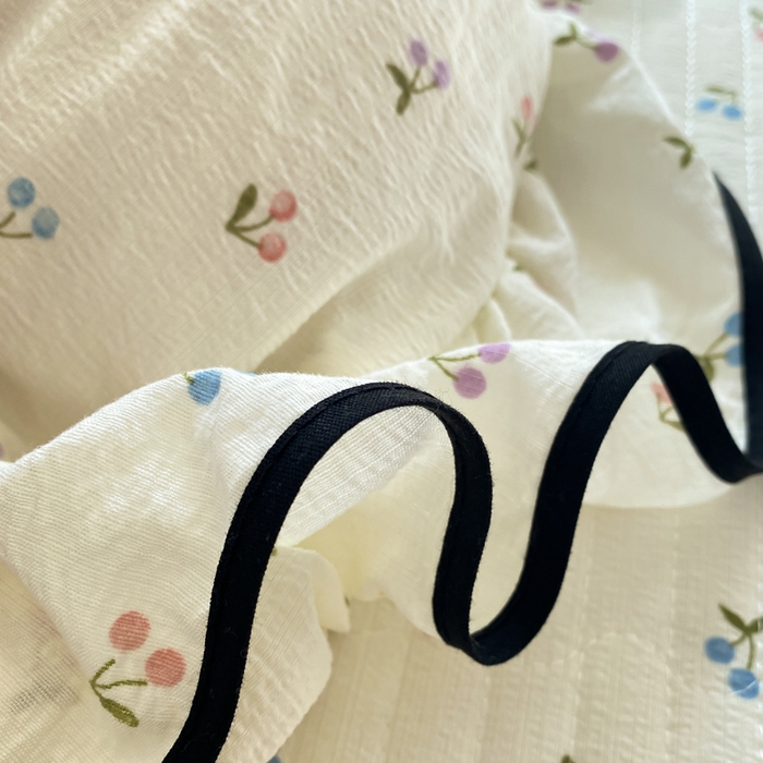 91家纺网 家纺一手货源 找家纺 欧尚 2025新款皱皱纱床盖四件套 彩樱桃