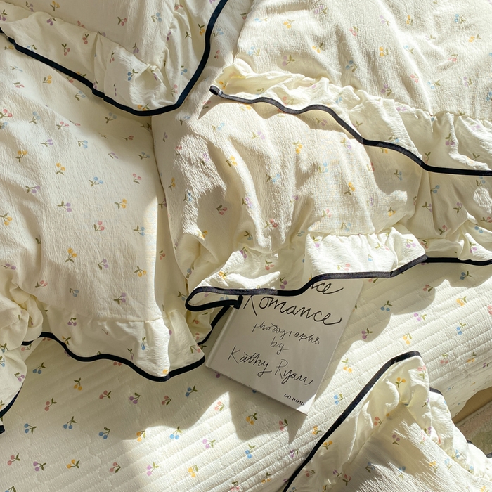 91家纺网 家纺一手货源 找家纺 欧尚 2025新款皱皱纱床盖四件套 彩樱桃