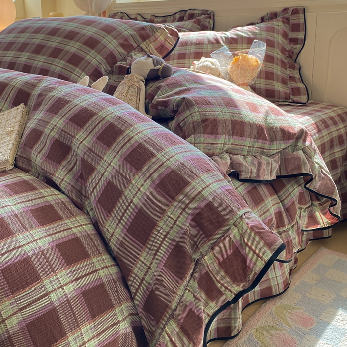 欧尚 2025新款皱皱纱床盖四件套 彩韵