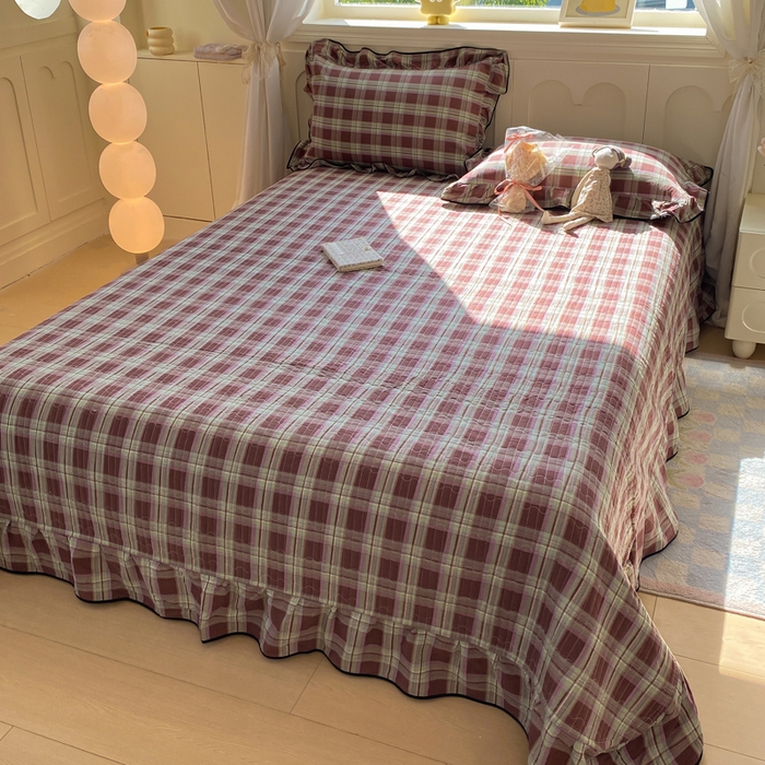 91家纺网 家纺一手货源 找家纺 欧尚 2025新款皱皱纱床盖四件套 彩韵