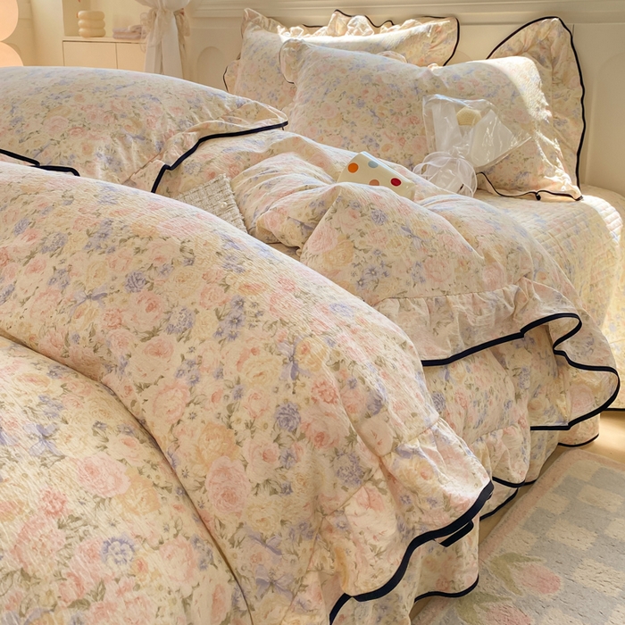 欧尚 2025新款皱皱纱床盖四件套 繁花