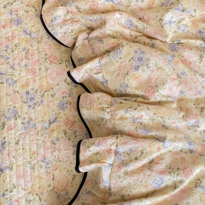 91家纺网 家纺一手货源 找家纺 欧尚 2025新款皱皱纱床盖四件套 繁花