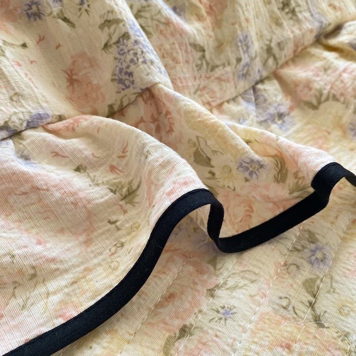 91家纺网 家纺一手货源 找家纺 欧尚 2025新款皱皱纱床盖四件套 繁花