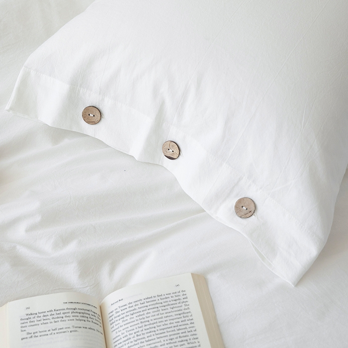 91家纺网 家纺一手货源 找家纺 贝尔 PELLHOME 全棉水洗棉纽扣款四件套（春节不打烊)（可抖音代发） 纯白