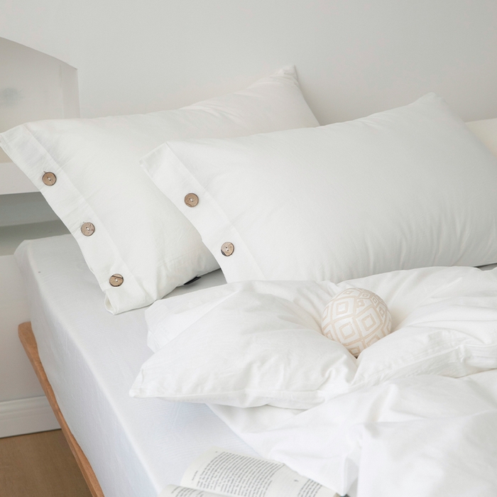 91家纺网 家纺一手货源 找家纺 贝尔 PELLHOME 全棉水洗棉纽扣款四件套（春节不打烊)（可抖音代发） 纯白