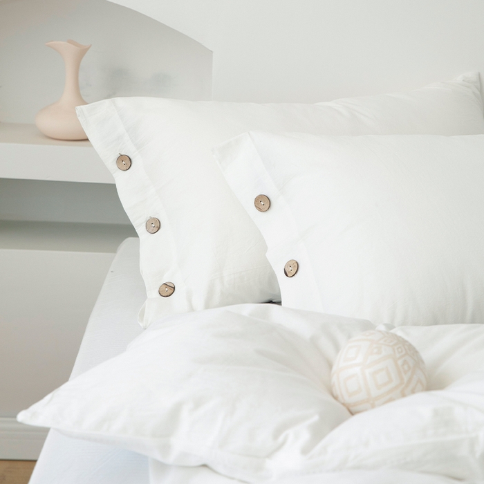 91家纺网 家纺一手货源 找家纺 贝尔 PELLHOME 全棉水洗棉纽扣款四件套（春节不打烊)（可抖音代发） 纯白