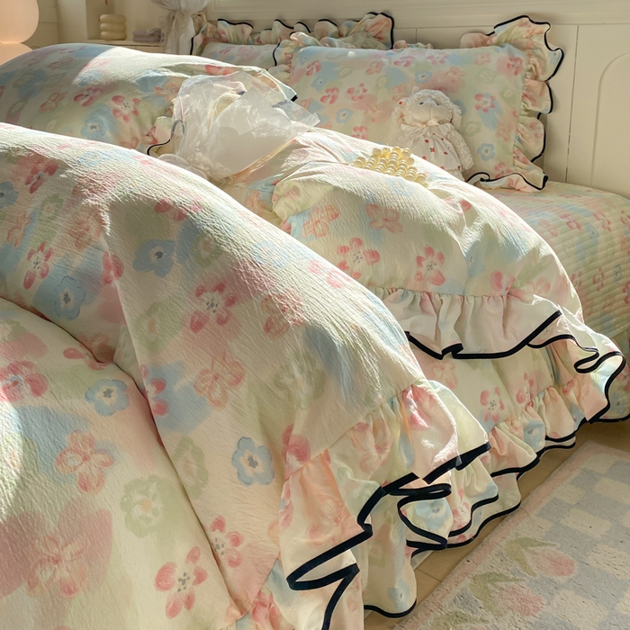 欧尚 2025新款皱皱纱床盖四件套 花海