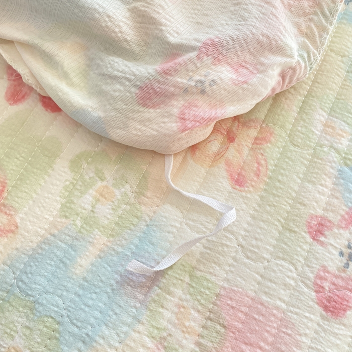 91家纺网 家纺一手货源 找家纺 欧尚 2025新款皱皱纱床盖四件套 花海