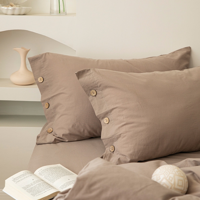 91家纺网 家纺一手货源 找家纺 贝尔 PELLHOME 全棉水洗棉纽扣款四件套（春节不打烊)（可抖音代发） 卡其