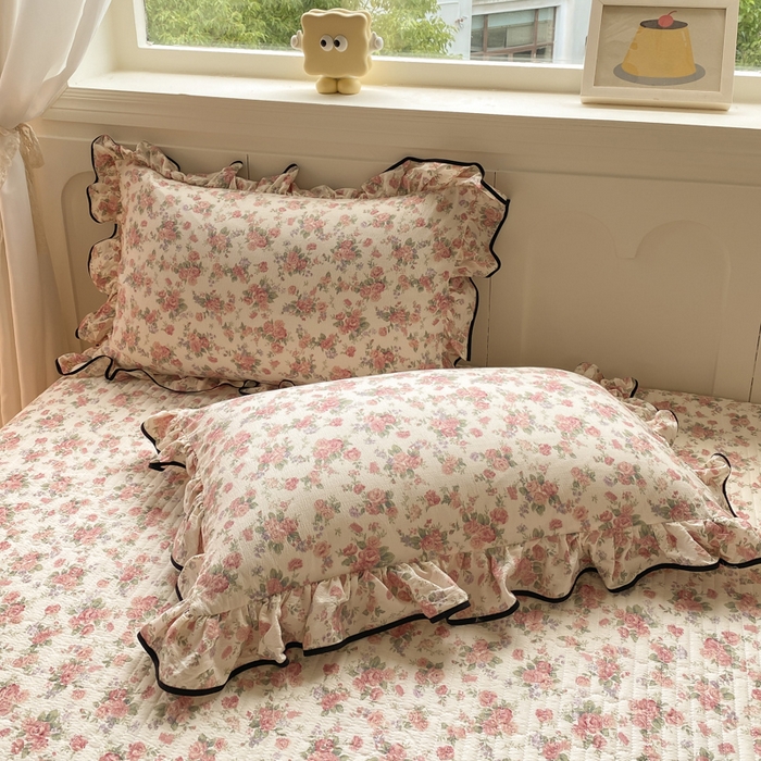 91家纺网 家纺一手货源 找家纺 欧尚 2025新款皱皱纱床盖四件套 田野