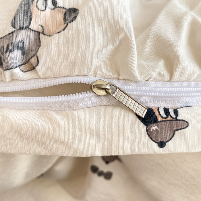 91家纺网 家纺一手货源 找家纺 欧尚 2025新款皱皱纱床盖四件套 香肠狗