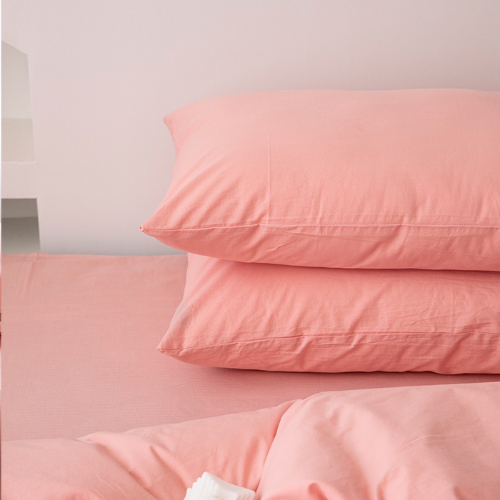 91家纺网 家纺一手货源 找家纺 贝尔 PELLHOME 全棉水洗棉纽扣款四件套（春节不打烊)（可抖音代发） 浅粉