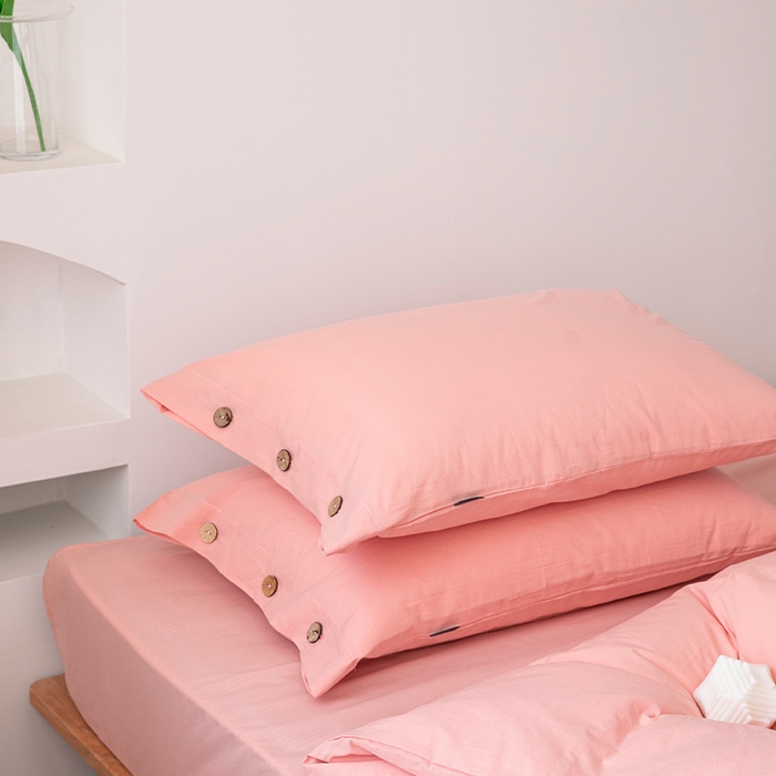 91家纺网 家纺一手货源 找家纺 贝尔 PELLHOME 全棉水洗棉纽扣款四件套（春节不打烊)（可抖音代发） 浅粉