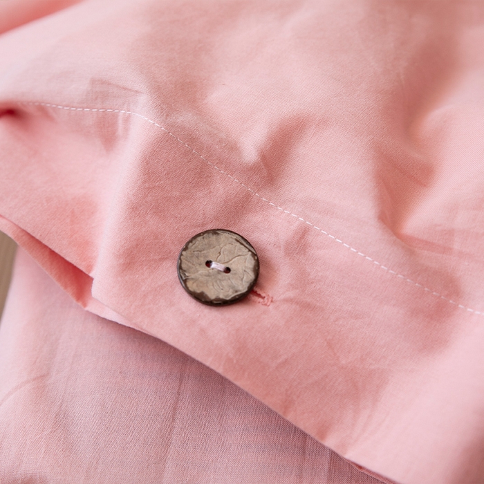 91家纺网 家纺一手货源 找家纺 贝尔 PELLHOME 全棉水洗棉纽扣款四件套（春节不打烊)（可抖音代发） 浅粉