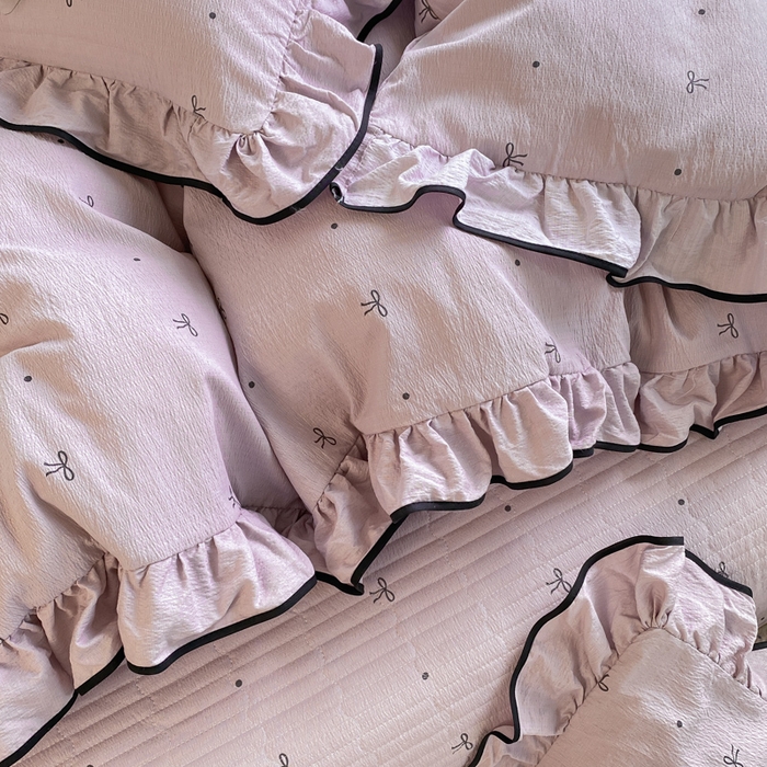 91家纺网 家纺一手货源 找家纺 欧尚 2025新款皱皱纱床盖四件套 芋泥波波