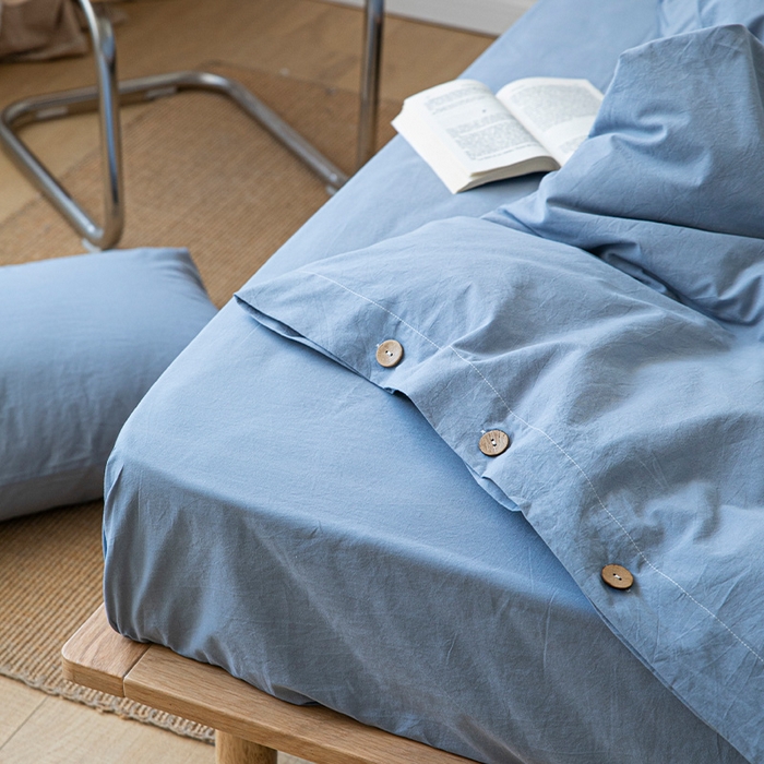 91家纺网 家纺一手货源 找家纺 贝尔 PELLHOME 全棉水洗棉纽扣款四件套（春节不打烊)（可抖音代发） 天蓝