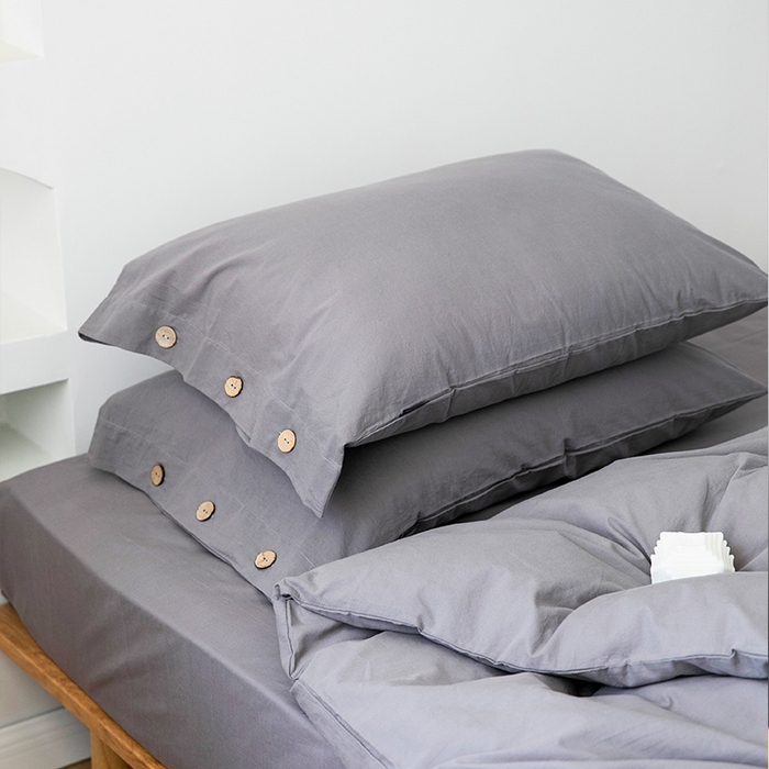 91家纺网 家纺一手货源 找家纺 贝尔 PELLHOME 全棉水洗棉纽扣款四件套（春节不打烊)（可抖音代发） 中灰