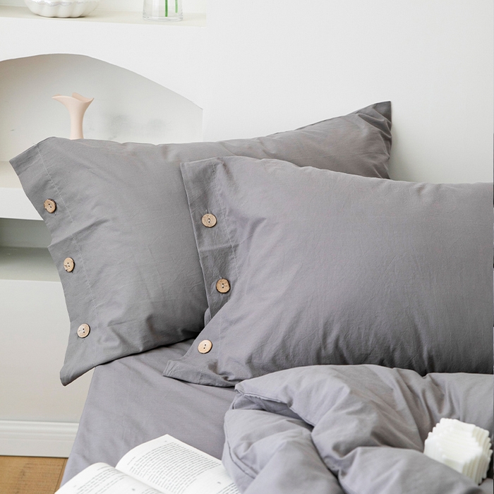 91家纺网 家纺一手货源 找家纺 贝尔 PELLHOME 全棉水洗棉纽扣款四件套（春节不打烊)（可抖音代发） 中灰