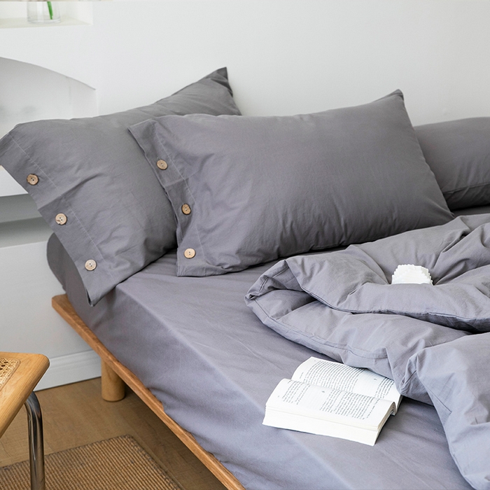 91家纺网 家纺一手货源 找家纺 贝尔 PELLHOME 全棉水洗棉纽扣款四件套（春节不打烊)（可抖音代发） 中灰