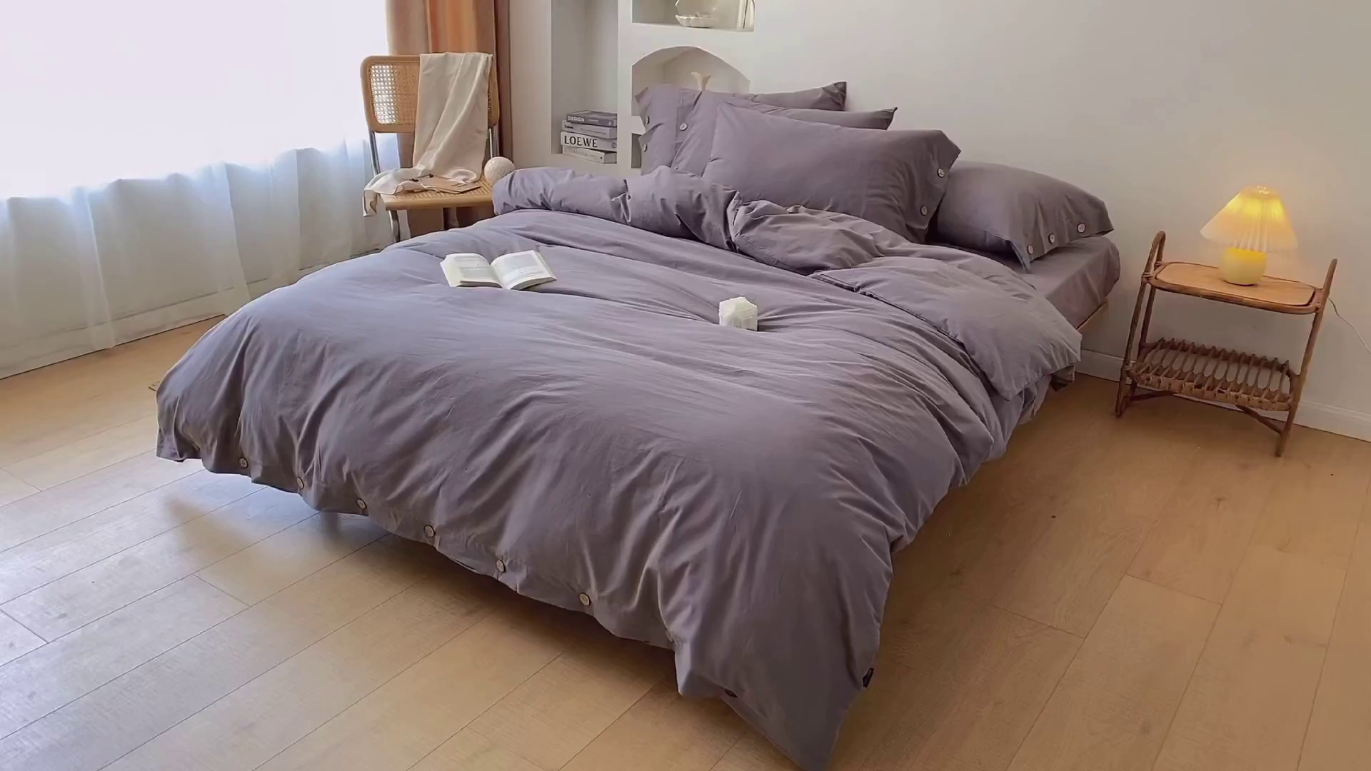 91家纺网 家纺一手货源 找家纺 贝尔 PELLHOME 全棉水洗棉纽扣款四件套（春节不打烊)（可抖音代发） 中灰