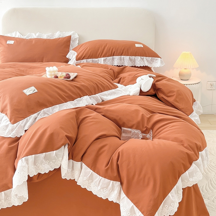 91家纺网 家纺一手货源 找家纺 （总）贝尔 PELLHOME 全棉水洗棉宽花边镂空刺绣四件套床单床笠场景一春节不打烊（可抖音代发）