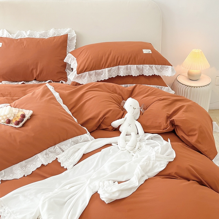 91家纺网 家纺一手货源 找家纺 （总）贝尔 PELLHOME 全棉水洗棉宽花边镂空刺绣四件套床单床笠场景一春节不打烊（可抖音代发）