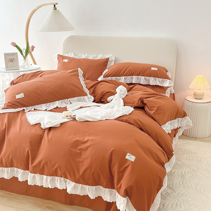 91家纺网 家纺一手货源 找家纺 （总）贝尔 PELLHOME 全棉水洗棉宽花边镂空刺绣四件套床单床笠场景一春节不打烊（可抖音代发）